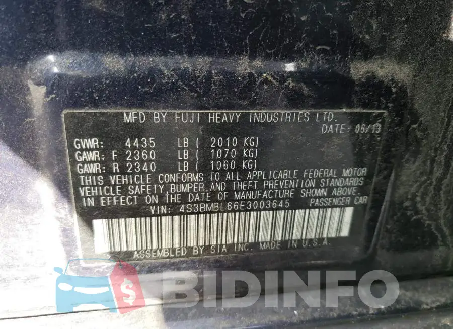 4S3BMBL66E3003645 Photo# 12