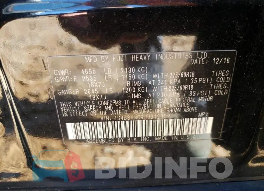 4S4BSANC9H3312352 Photo# 10
