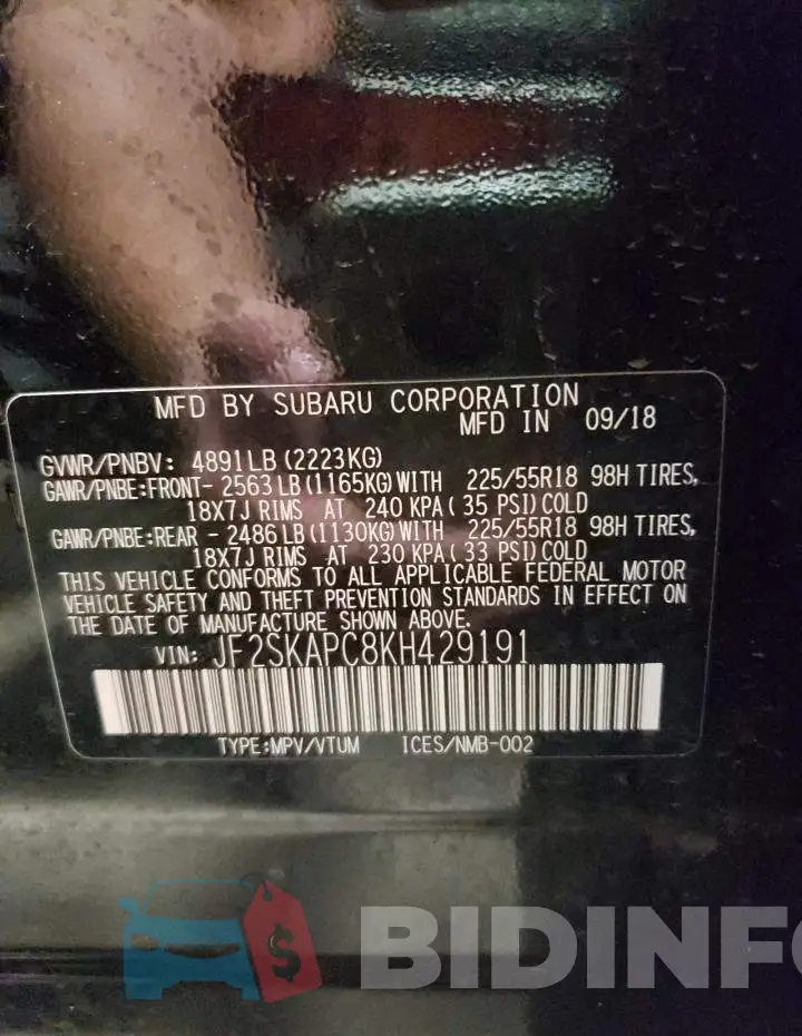 JF2SKAPC8KH429191 Photo# 10