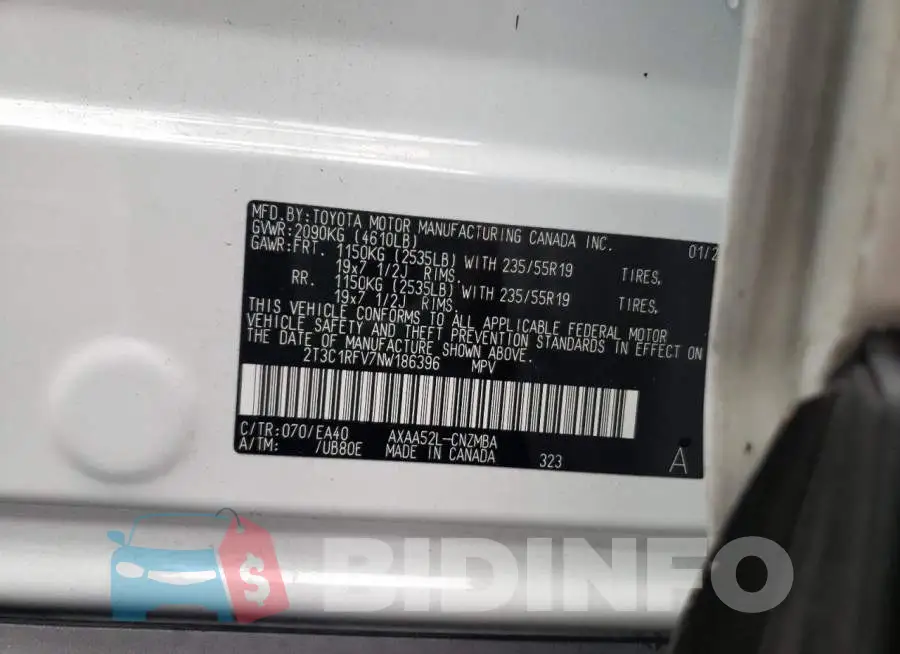 2T3C1RFV7NW186396 Photo# 13