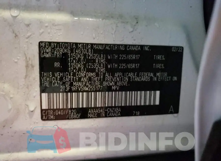 2T3F1RFV5NW255177 Photo# 13