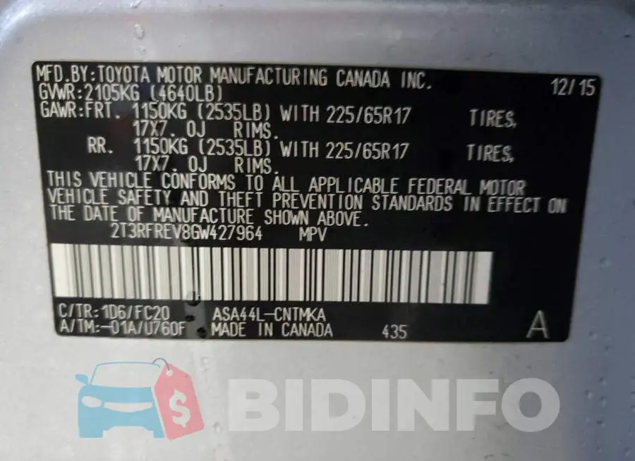 2T3RFREV8GW427964 Photo# 13