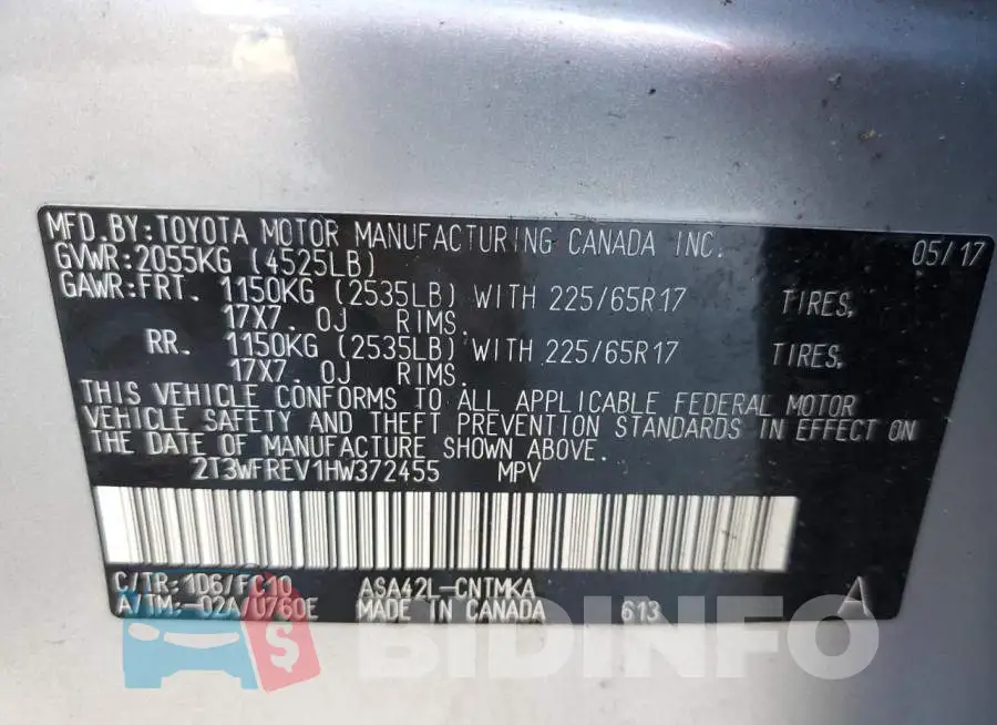 2T3WFREV1HW372455 Photo# 13