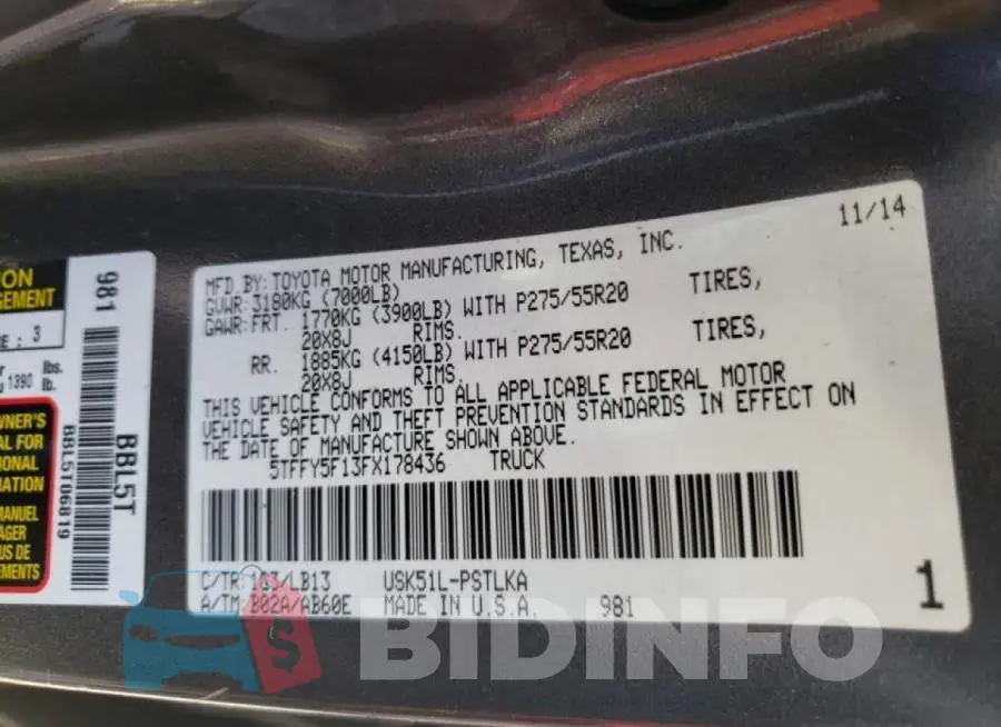 5TFFY5F13FX178436 Photo# 13