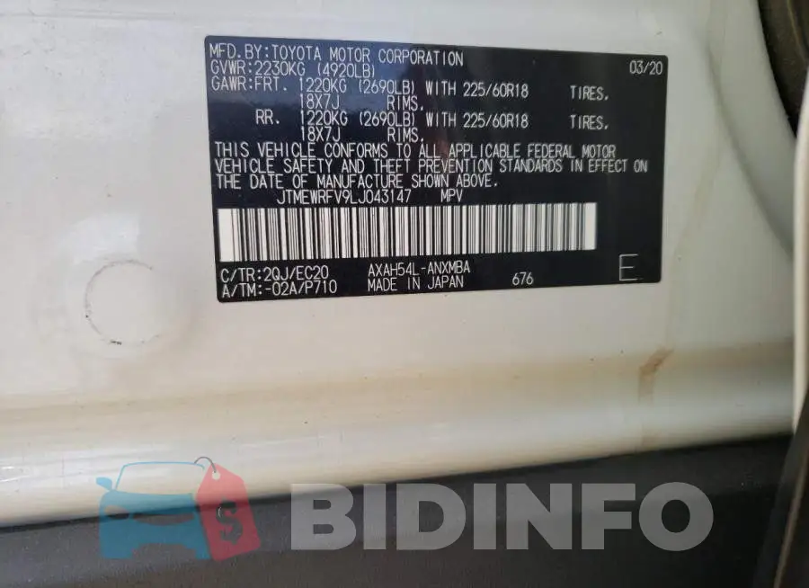 JTMEWRFV9LJ043147 Photo# 10