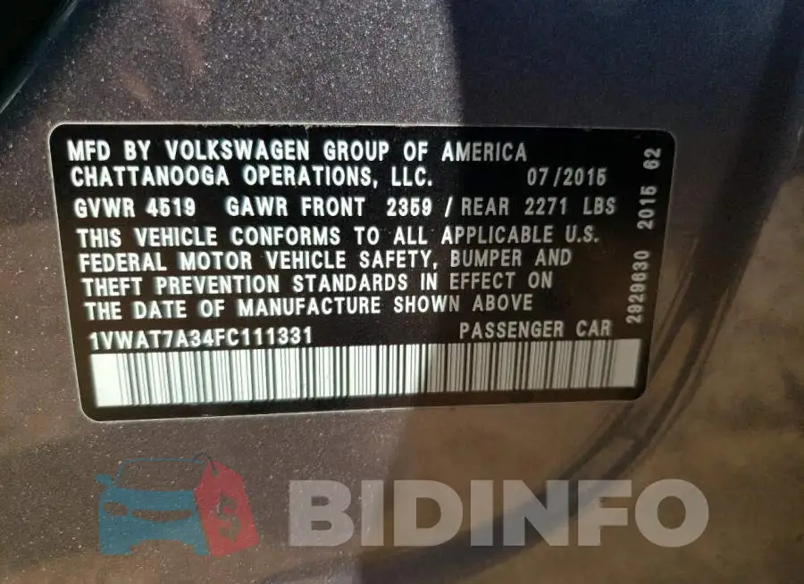 1VWAT7A34FC111331 Photo# 12