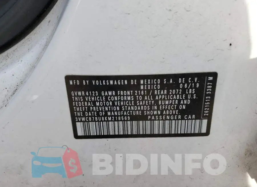 3VWCB7BU8KM218569 Photo# 10