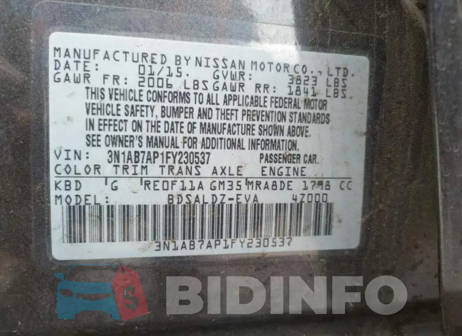 3N1AB7AP1FY230537 Photo# 12