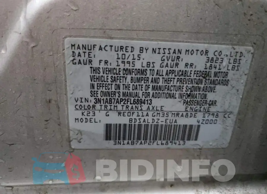 3N1AB7AP2FL689413 Photo# 10