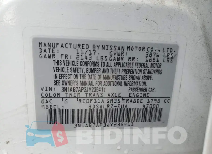 3N1AB7AP3JY235411 Photo# 13