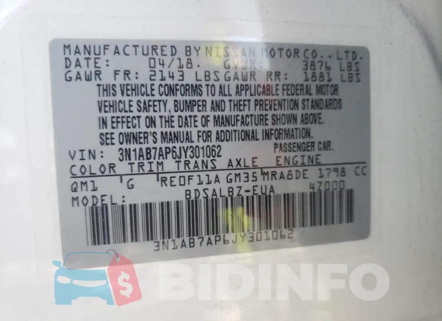 3N1AB7AP6JY301062 Photo# 10