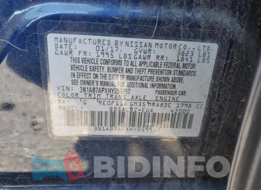 3N1AB7APXHY259957 Photo# 13