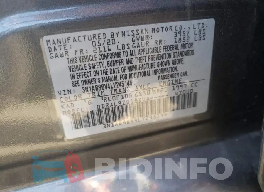 3N1AB8BV4LY245144 Photo# 13