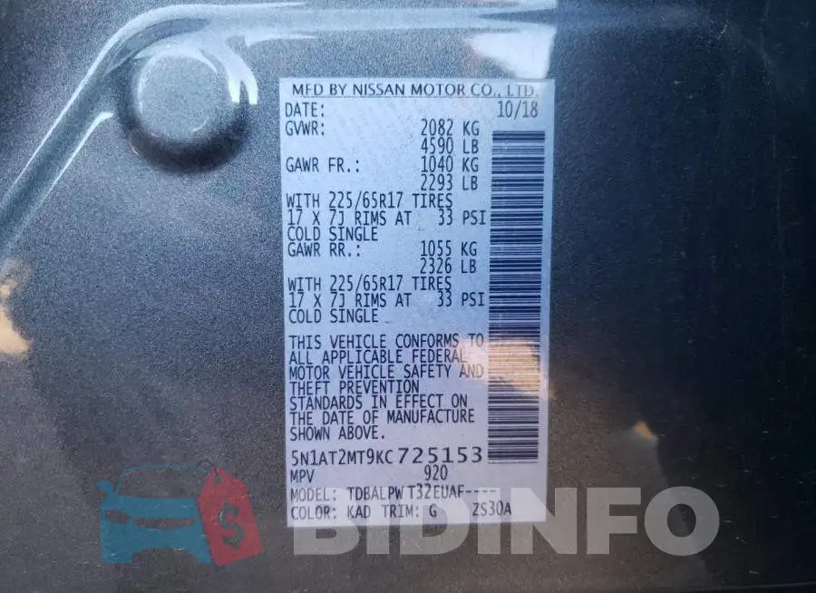 5N1AT2MT9KC725153 Photo# 10