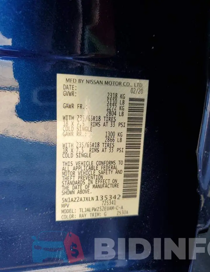 5N1AZ2AJXLN135342 Photo# 13