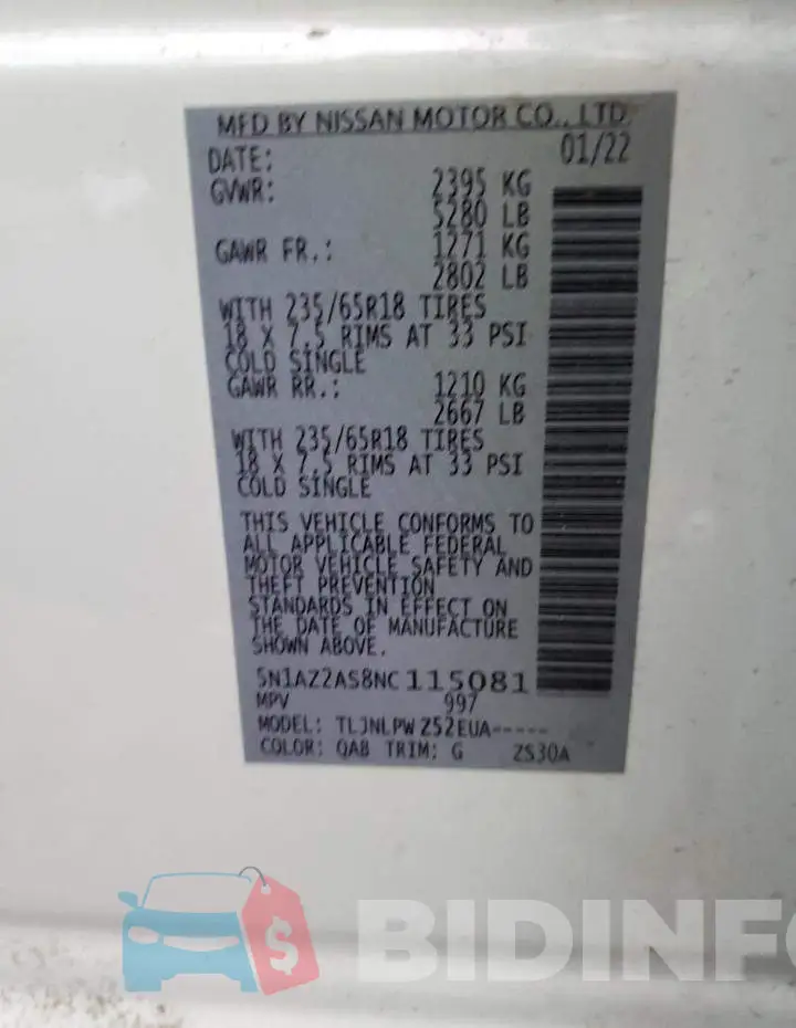 5N1AZ2AS8NC115081 Photo# 13