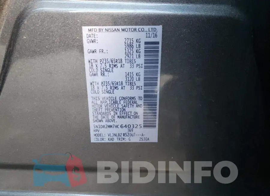 5N1DR2MM7HC640325 Photo# 13
