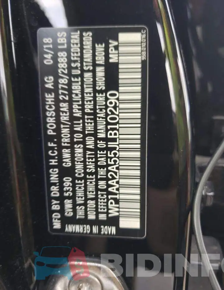 WP1AA2A55JLB10290 Photo# 13