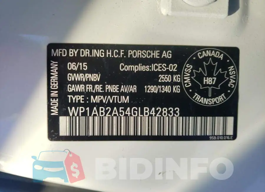 WP1AB2A54GLB42833 Photo# 14