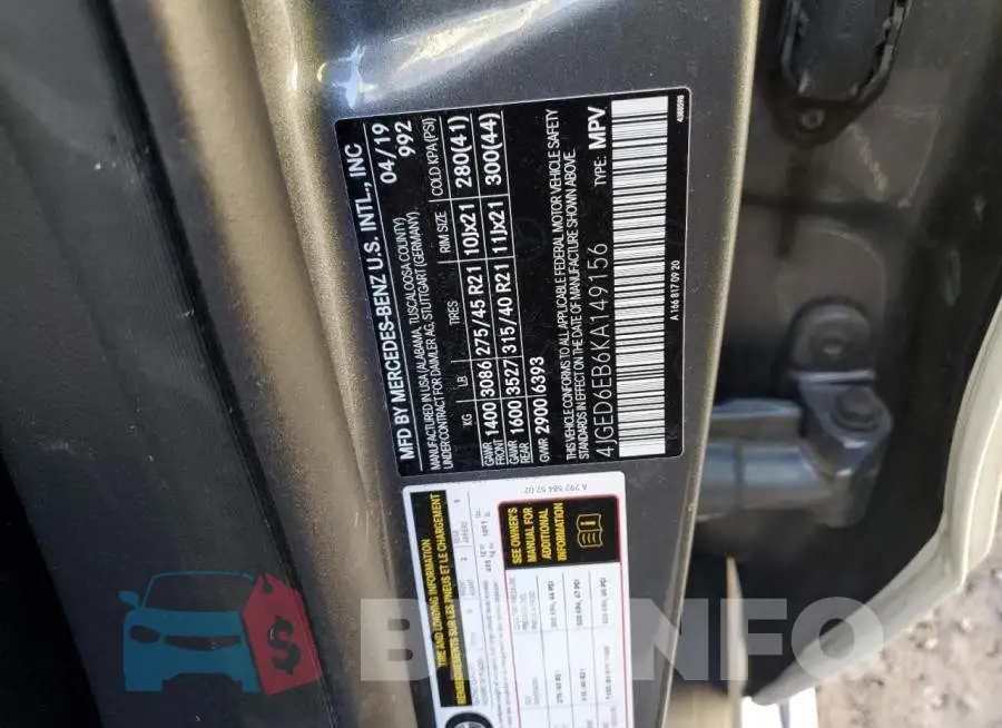 4JGED6EB6KA149156 Photo# 14