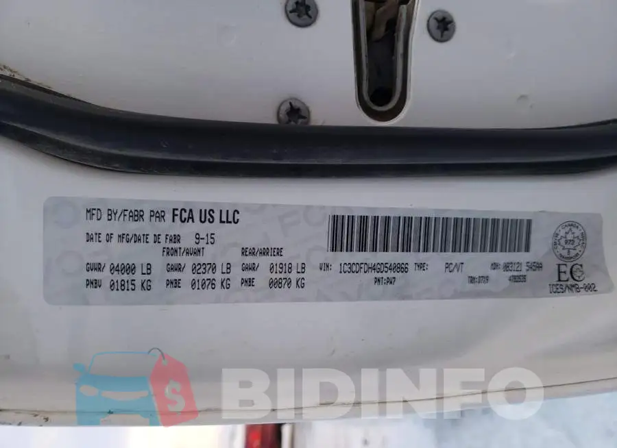 1C3CDFDH4GD540866 Photo# 12