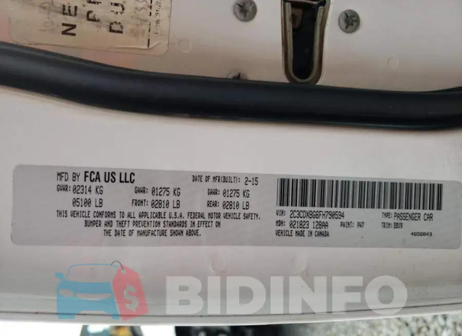 2C3CDXBG6FH790594 Photo# 10