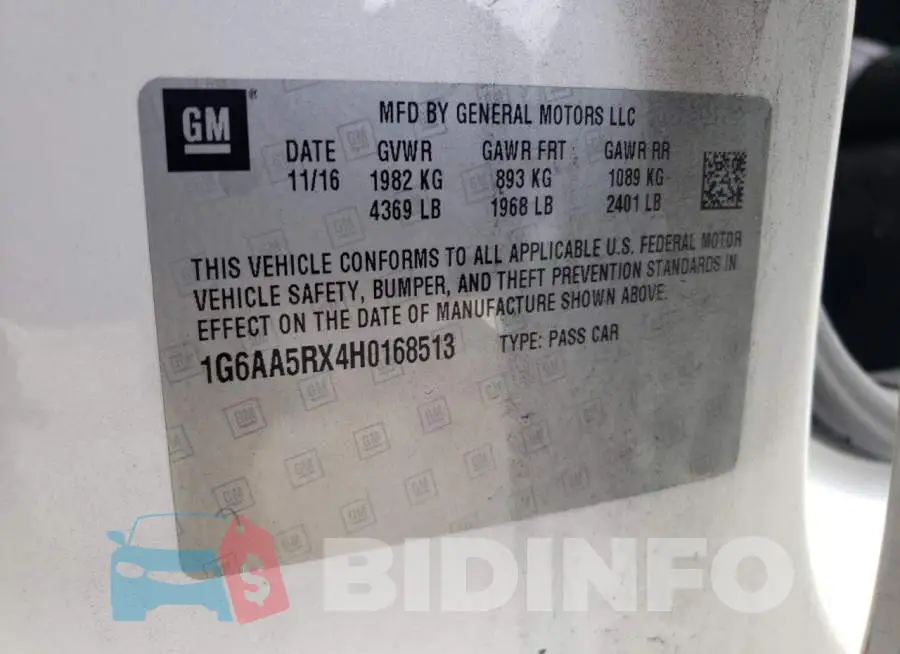 1G6AA5RX4H0168513 Photo# 13