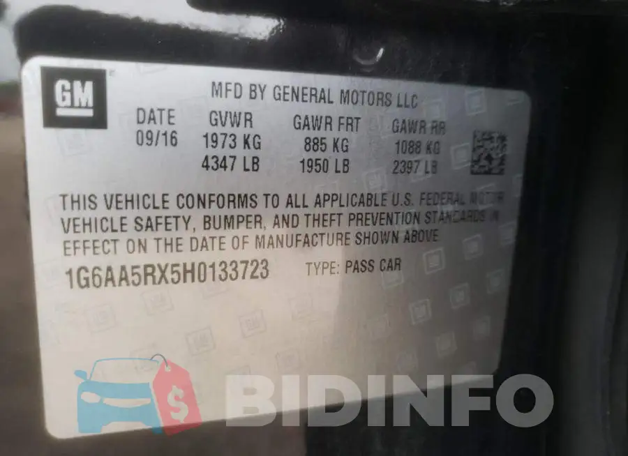 1G6AA5RX5H0133723 Photo# 12
