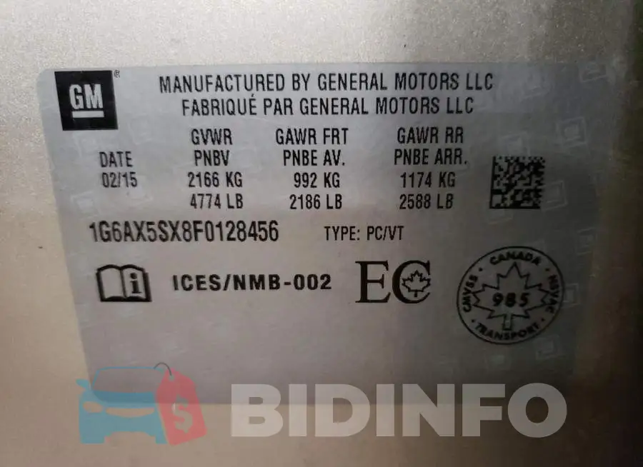 1G6AX5SX8F0128456 Photo# 12