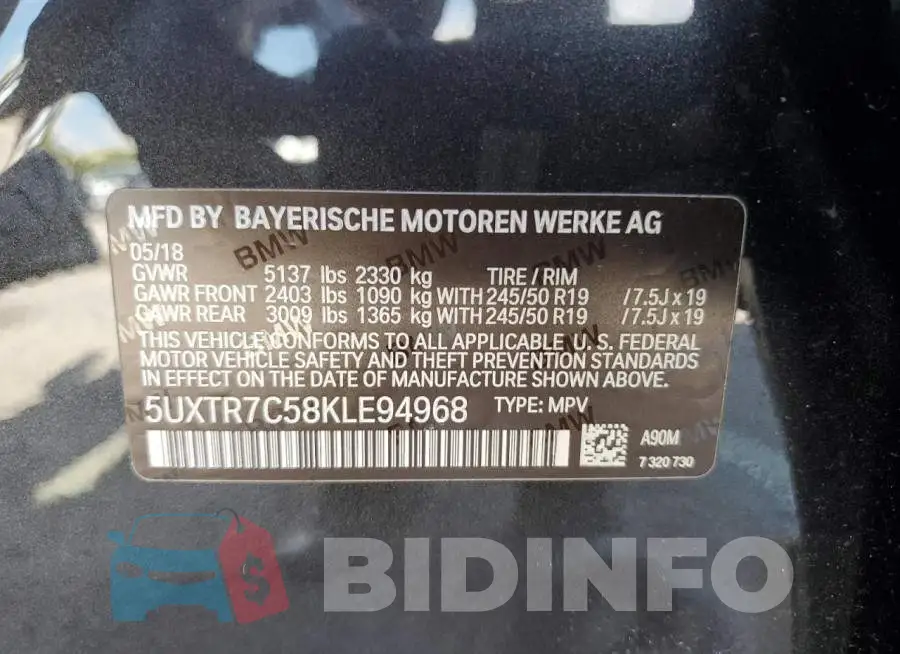 5UXTR7C58KLE94968 Photo# 13