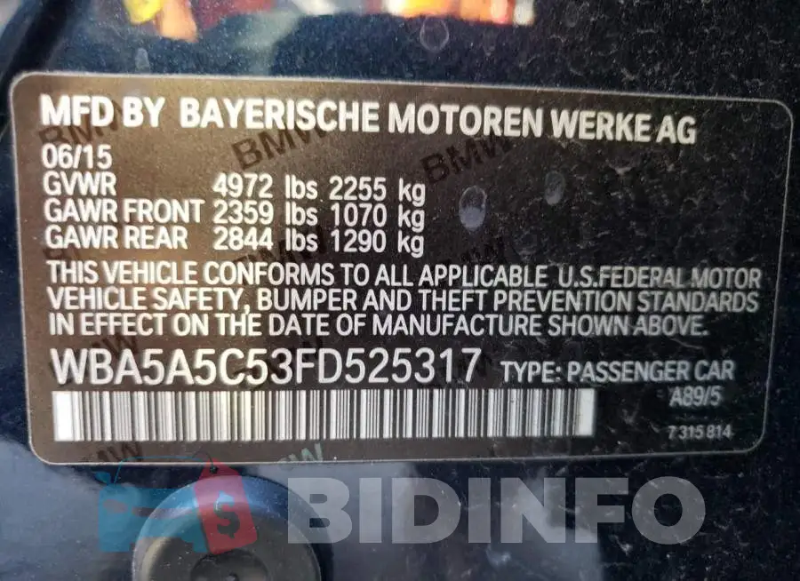WBA5A5C53FD525317 Photo# 12