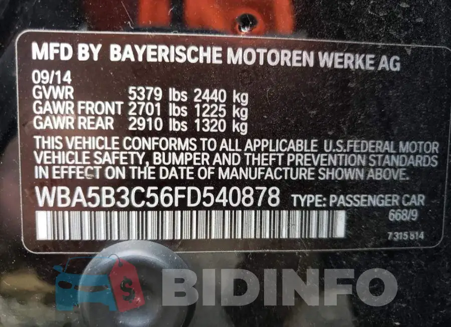 WBA5B3C56FD540878 Photo# 13