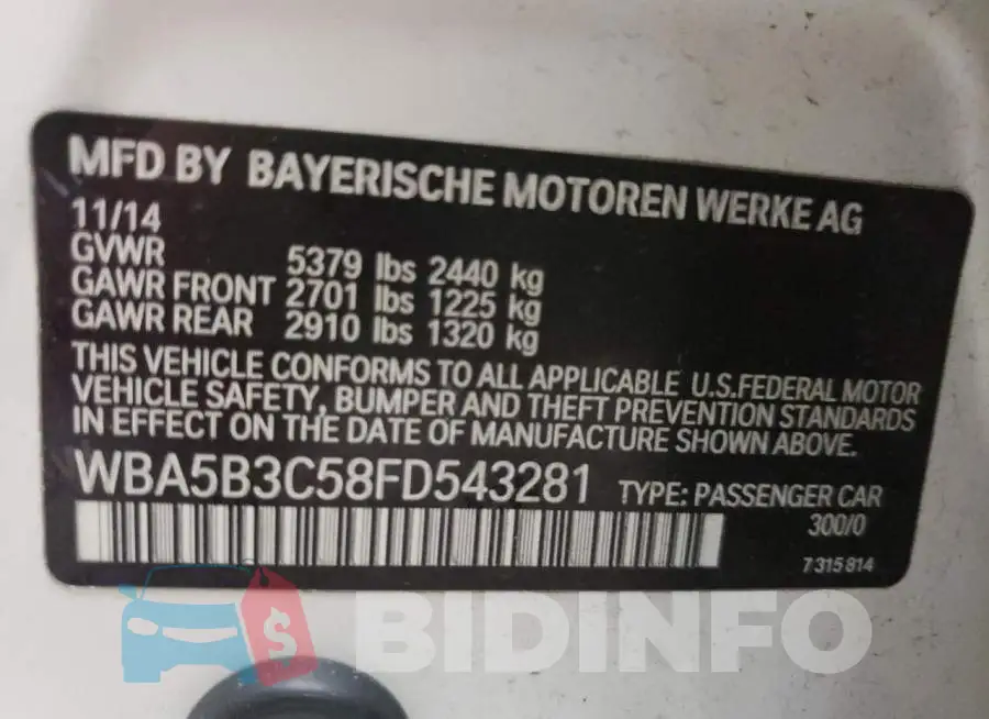 WBA5B3C58FD543281 Photo# 10