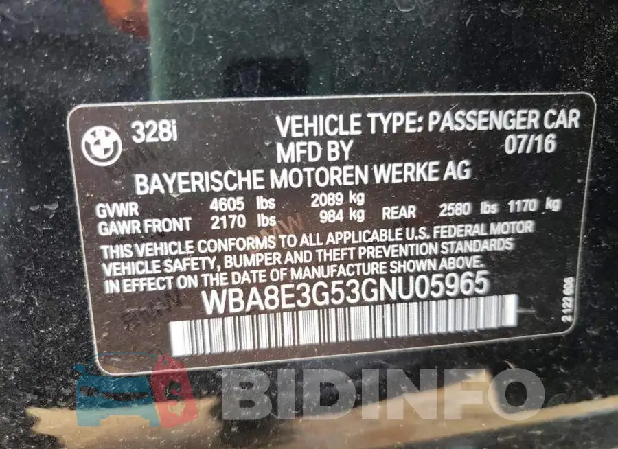 WBA8E3G53GNU05965 Photo# 12