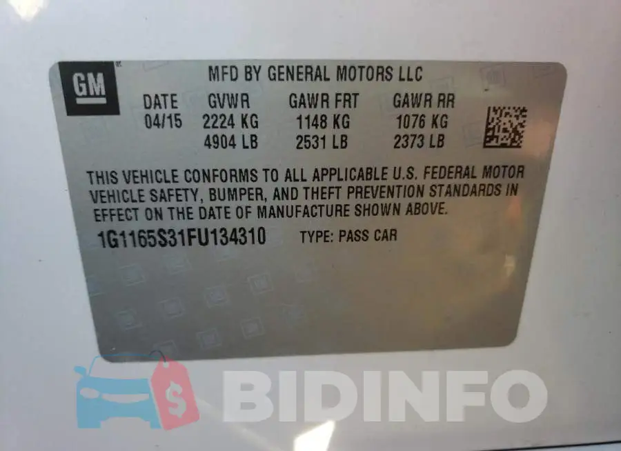 1G1165S31FU134310 Photo# 12