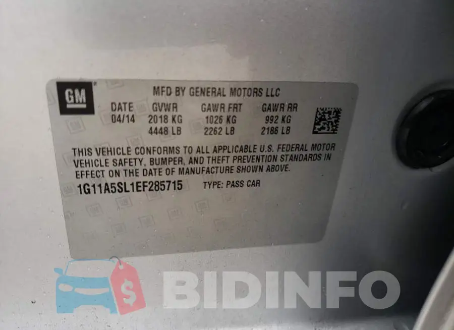 1G11A5SL1EF285715 Photo# 10