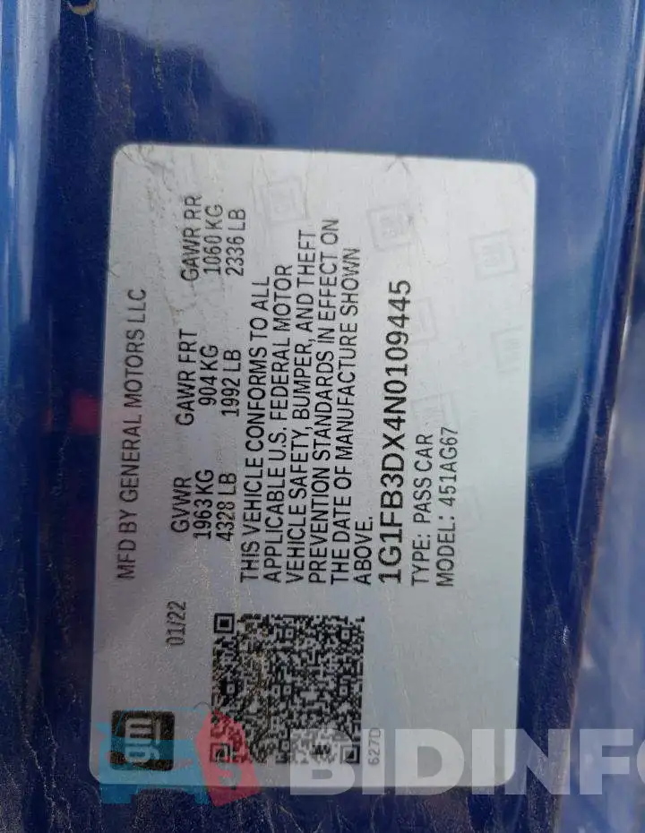 1G1FB3DX4N0109445 Photo# 10