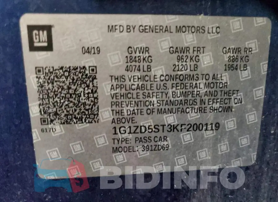 1G1ZD5ST3KF200119 Photo# 10