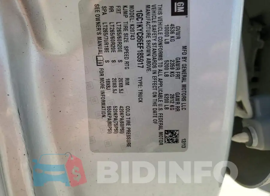 1GC1KYC86EF185917 Photo# 10
