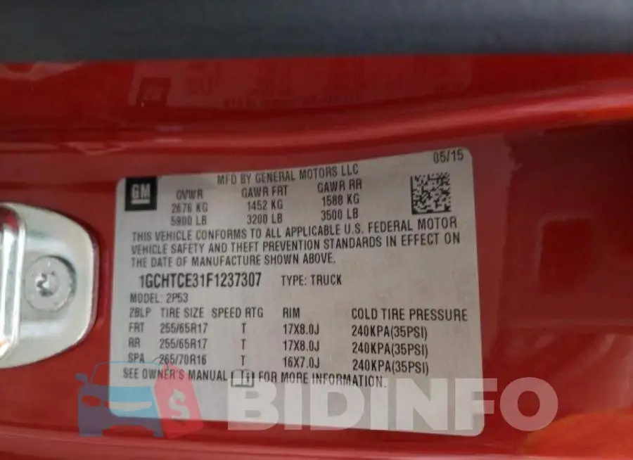 1GCHTCE31F1237307 Photo# 12