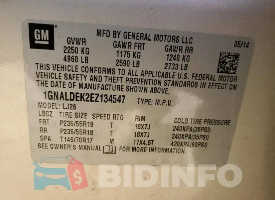 1GNALDEK2EZ134547 Photo# 13
