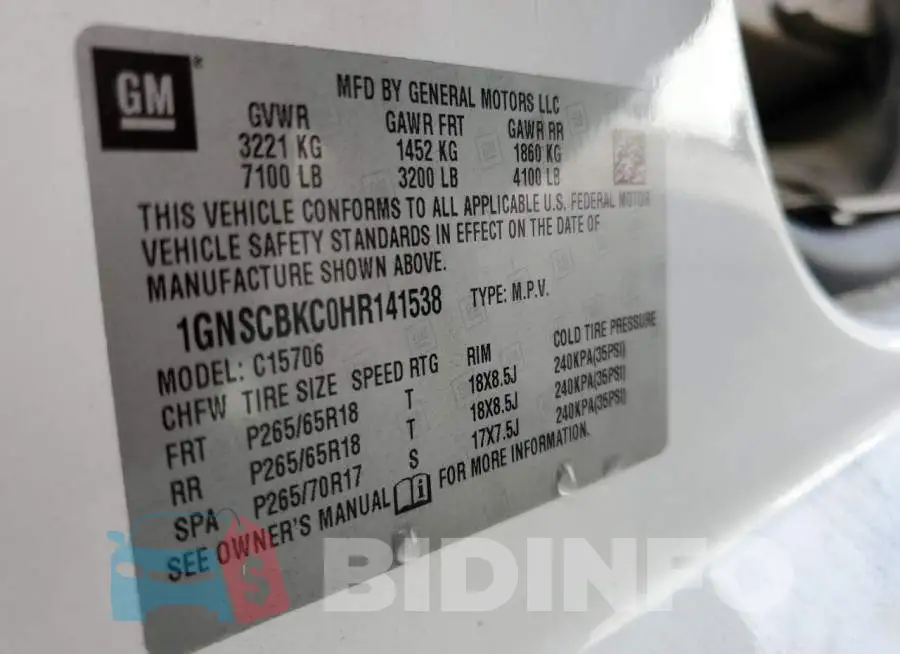 1GNSCBKC0HR141538 Photo# 13