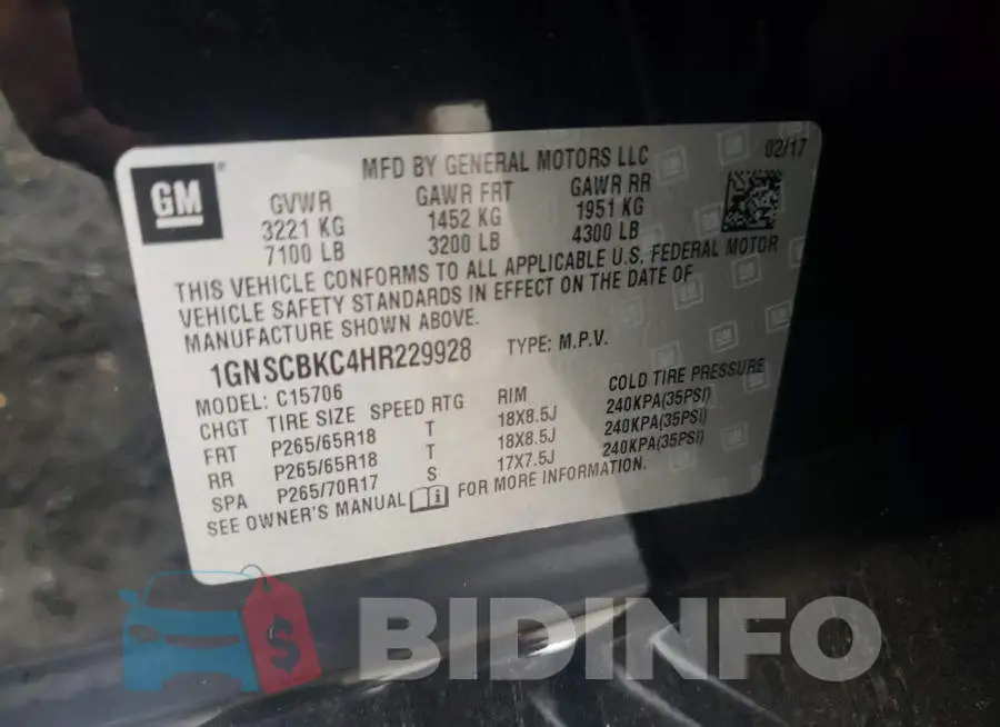 1GNSCBKC4HR229928 Photo# 10