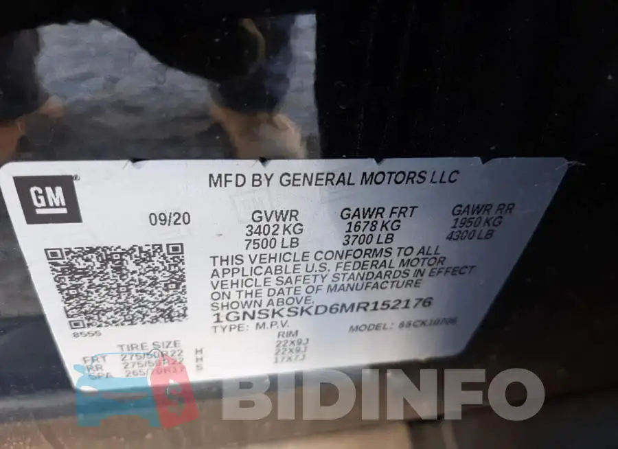 1GNSKSKD6MR152176 Photo# 10