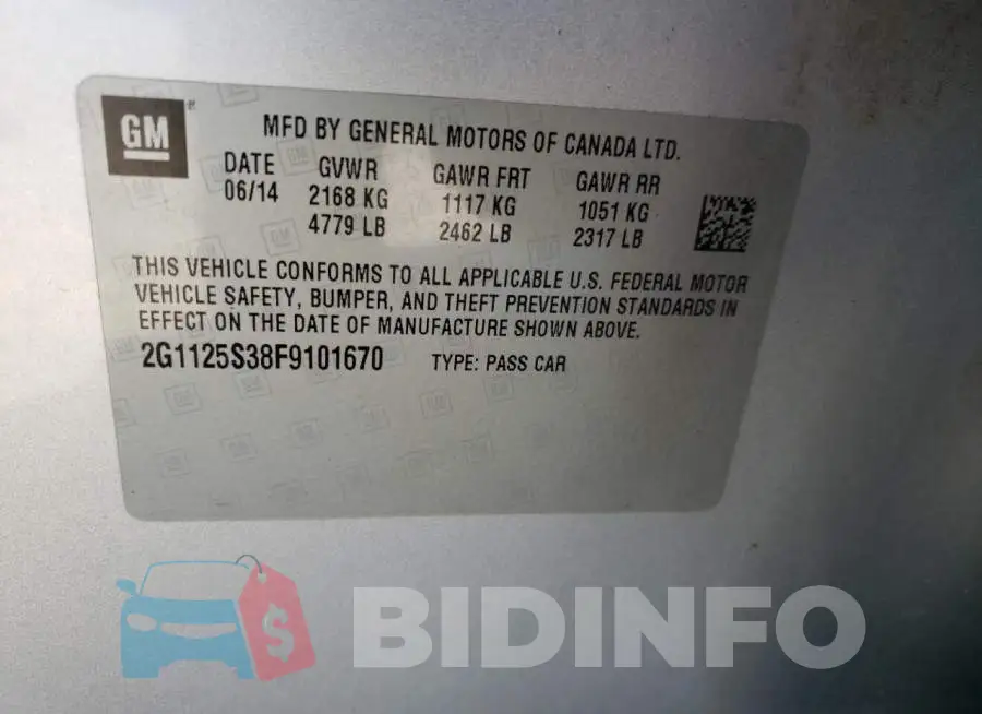 2G1125S38F9101670 Photo# 13