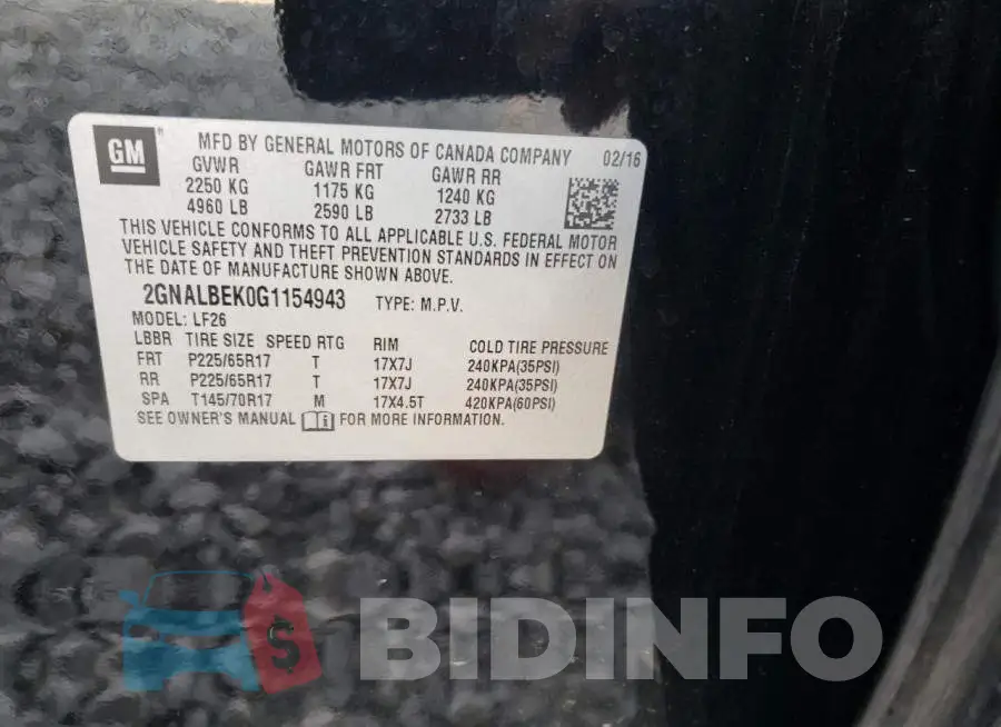 2GNALBEK0G1154943 Photo# 10
