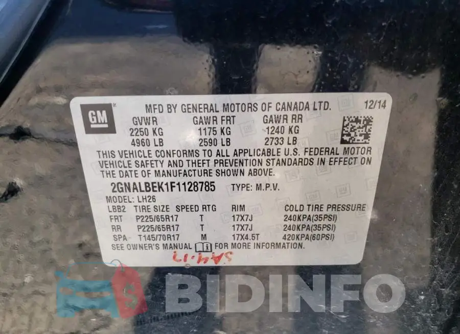 2GNALBEK1F1128785 Photo# 10