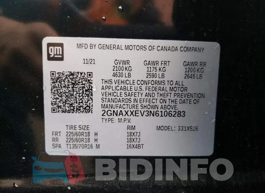 2GNAXXEV3N6106283 Photo# 10