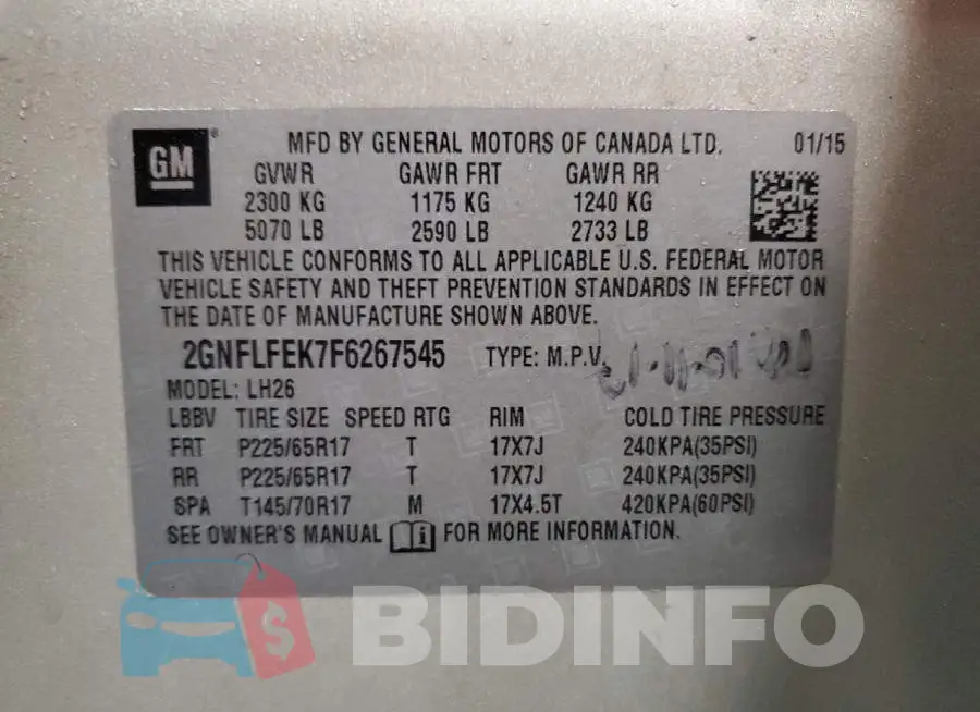 2GNFLFEK7F6267545 Photo# 12