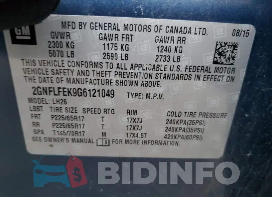 2GNFLFEK9G6121049 Photo# 13